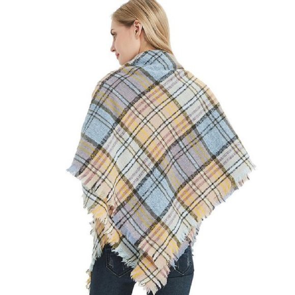 Oversized Plaid Scarf Multi Color Warm & Soft - Picture 3 of 4